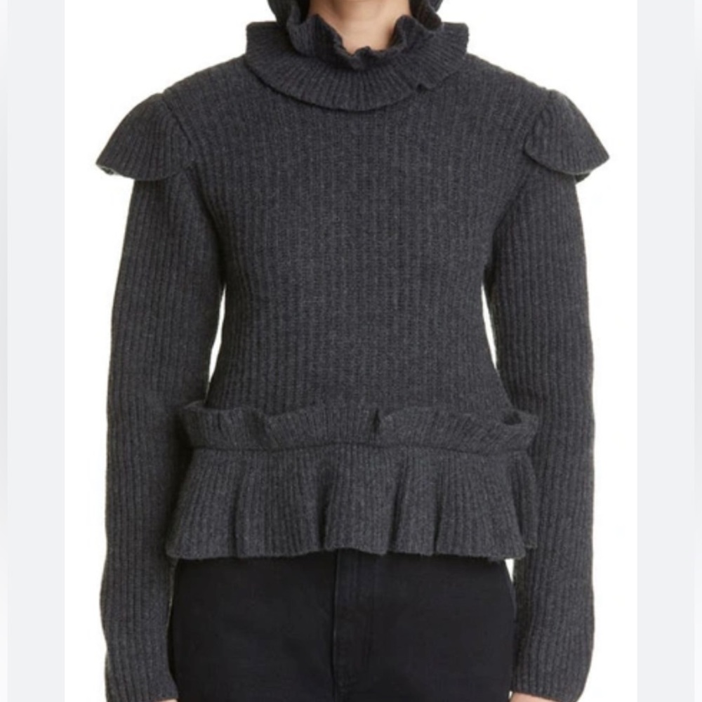 Ganni Gray Wool Rib knit Sweater